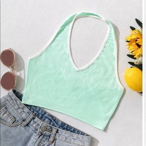 Mint Green Crop Halter Top